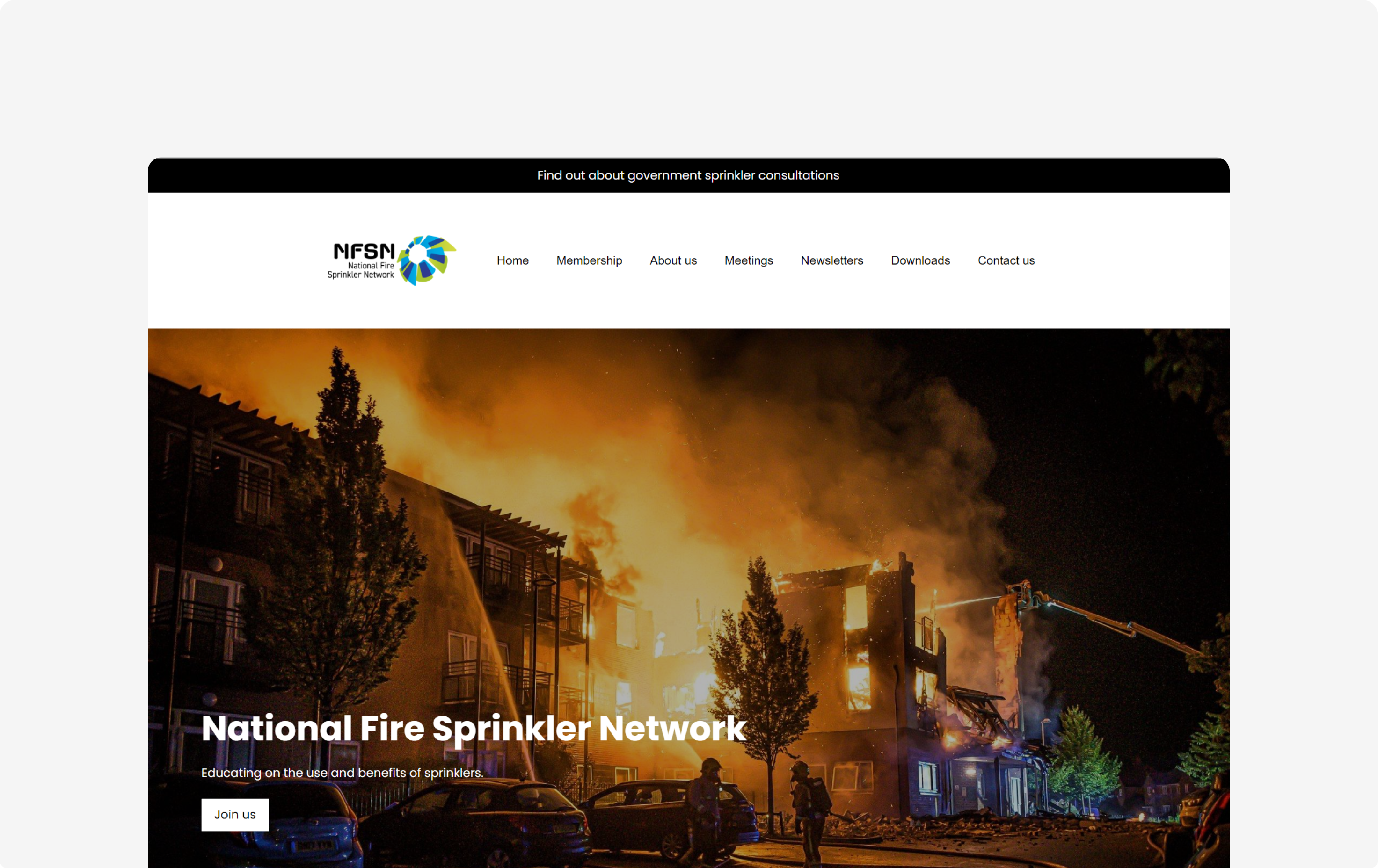 NFSN website homepage.