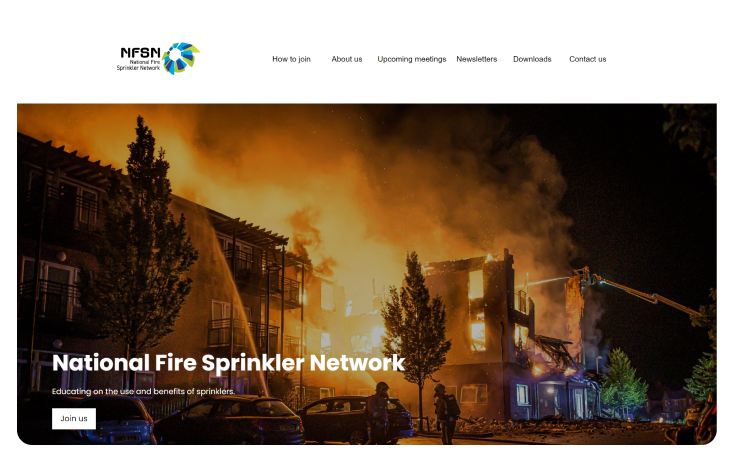 National Fire Sprinkler Network website homepage